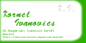 kornel ivanovics business card